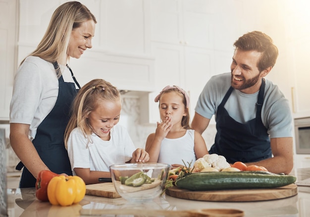 Happy family cooking together
